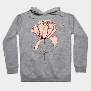 One Line Art Flower In Brown Terracotta Hoodie